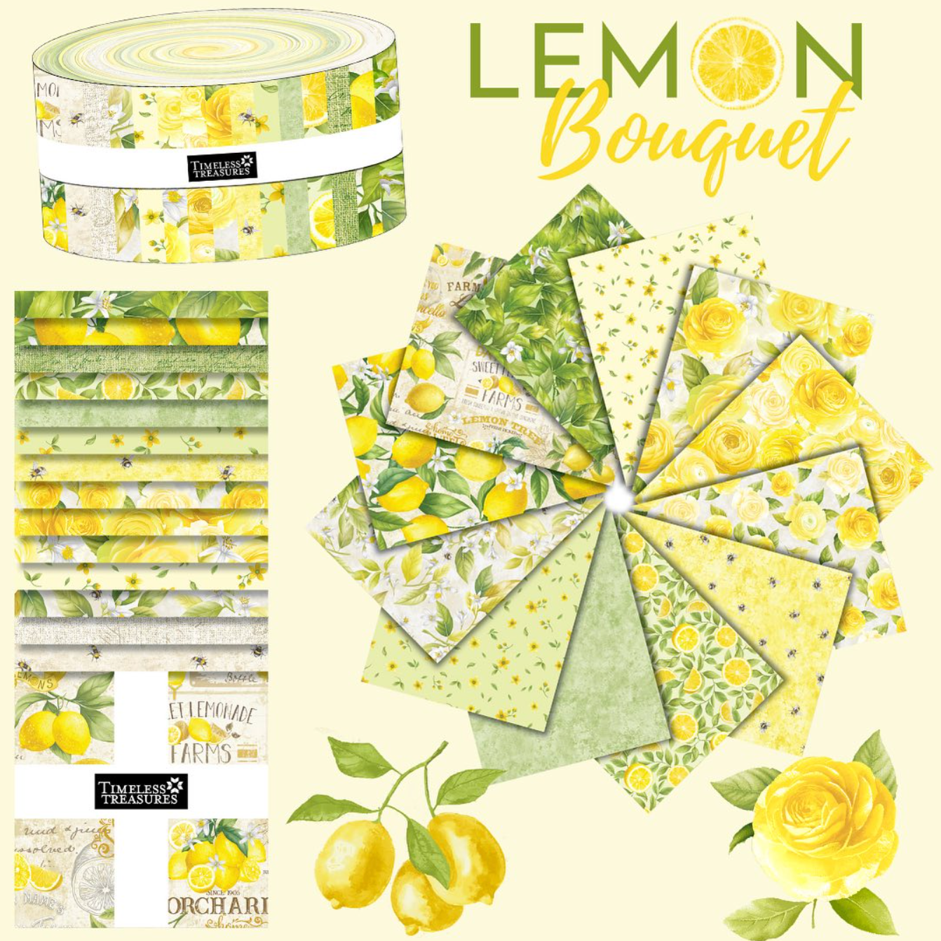 Lemon Bouquet by Timeless Treasures Fabrics